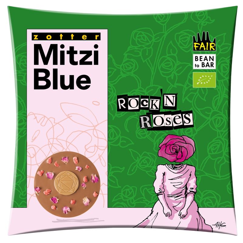 Zotter Schokolade Rock ´n´ Roses • Milchschoko + Nougat + Mandeln +Rosen - Produktbild