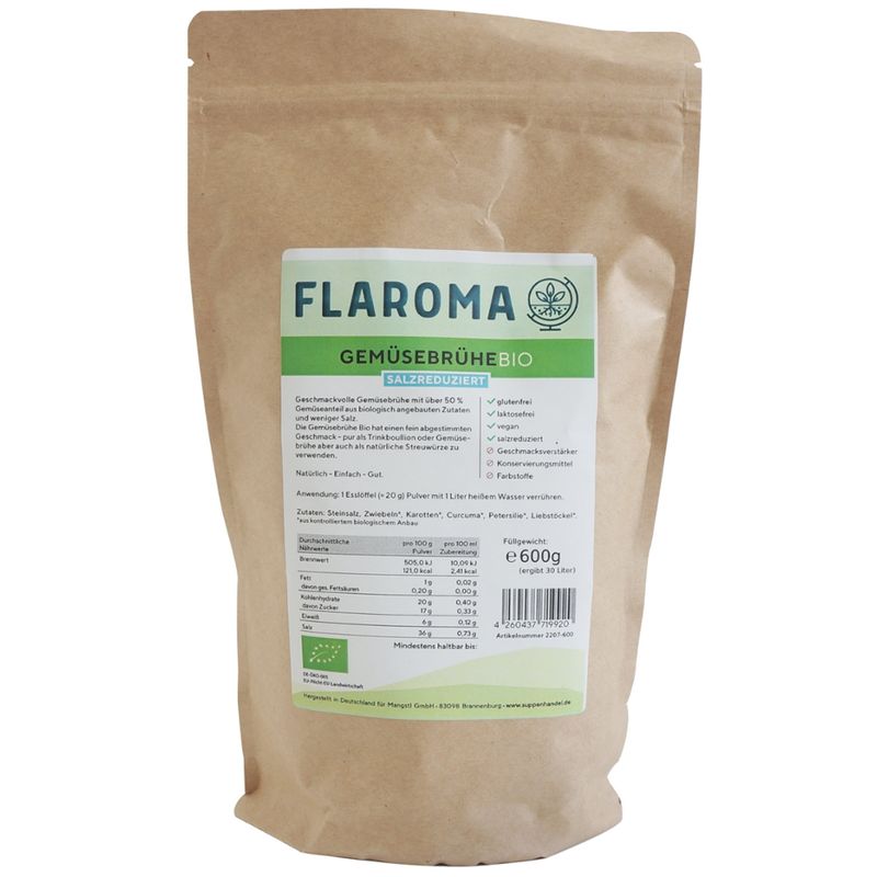 FLAROMA Gemüsebrühe salzreduziert BIO 600g / 30L - Produktbild