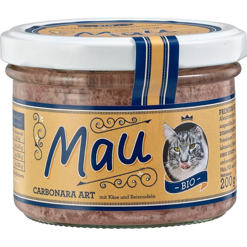 Wuff & Mau Heimtiernahrung  Mau Bio Carbonara Art Katzennahrung 200g - Produktbild
