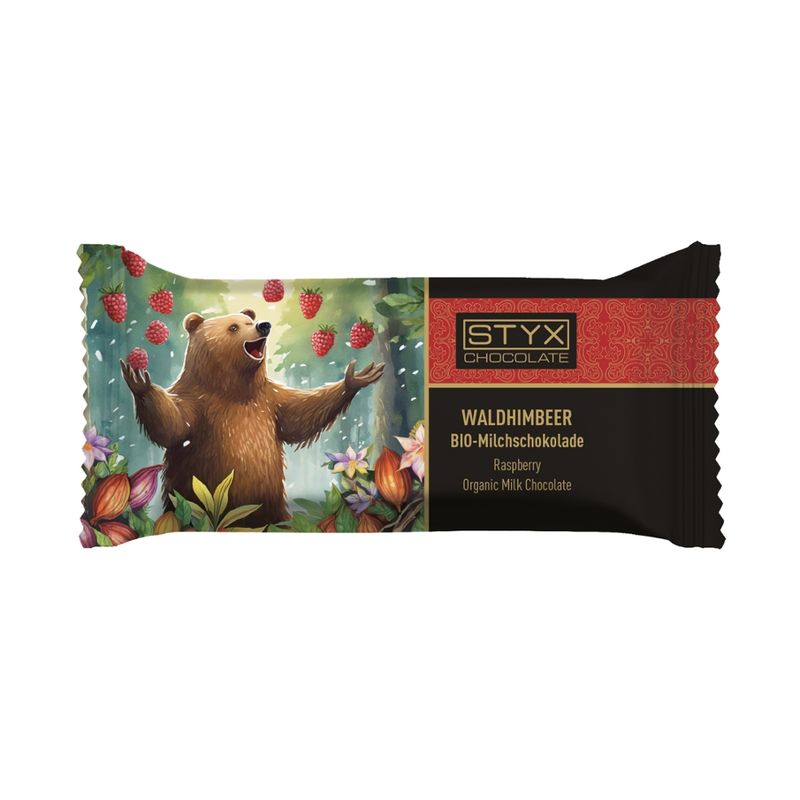 Styx Naturcosmetic BIO-Milchschokolade gefüllt mit 70% Waldhimbeer-Ganache, alkoholhältig 70g - Produktbild