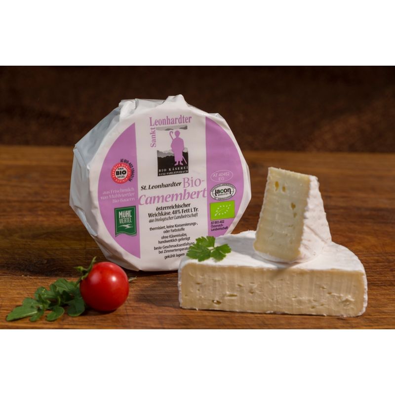 Biokäserei St. Leonhard St. Leonhardter Camembert natur, Weichkäse mit Edelschimmel aus dem Mühlviertel - Produktbild