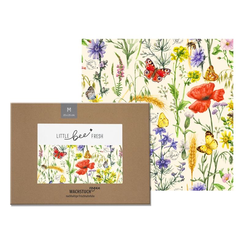 little bee fresh Veganes Wachstuch "M"- 25x25 cm - Bienentraum - Produktbild