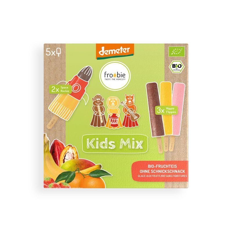 froobie froobie Demeter Kids Mix Eis am Stiel Multipack 3x30ml & 2x55ml, völlig natürlich und ohne künstliche Zusatzstoffe - Produktbild