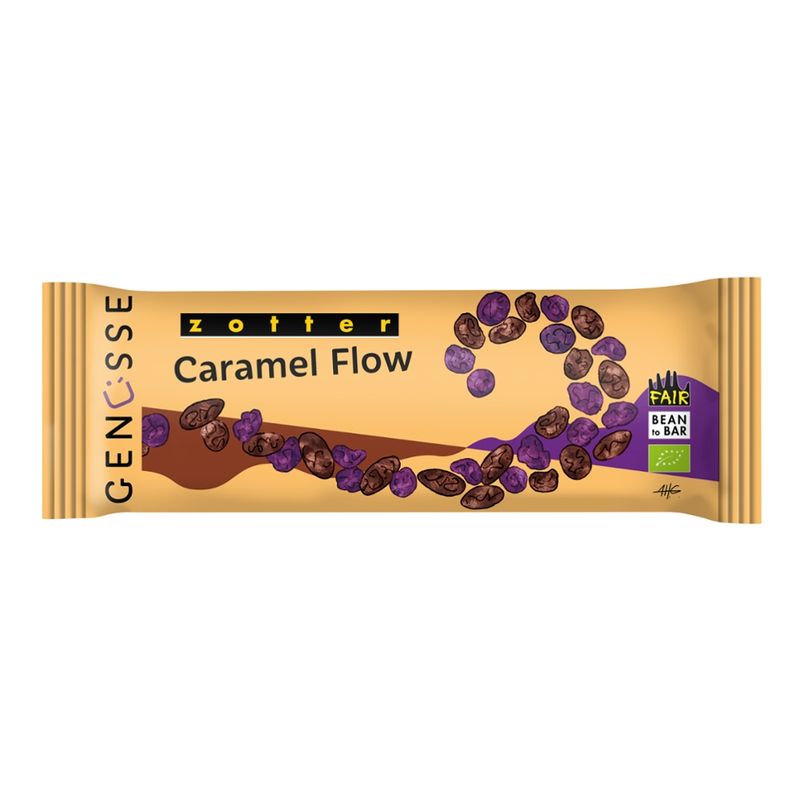 Zotter Schokolade Genüsse - Caramel Flow - Bunte Macadamia & Mandel auf Karamell - Produktbild
