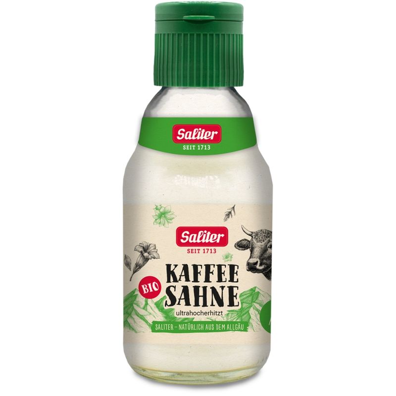 SALITER Bio-Kaffeesahne 10 % Fett 165 g Einweg-Glasflasche - Produktbild