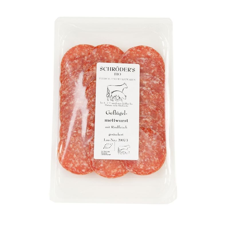 Schröder's Bio Fleisch- und Wurstwaren Geflügelmettwurst 80 g in Scheiben - Produktbild