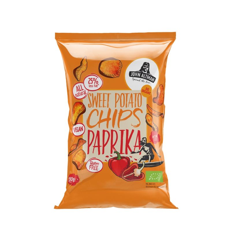 John Altman Organic Sweet Potato Chips Paprika 90g - Produktbild