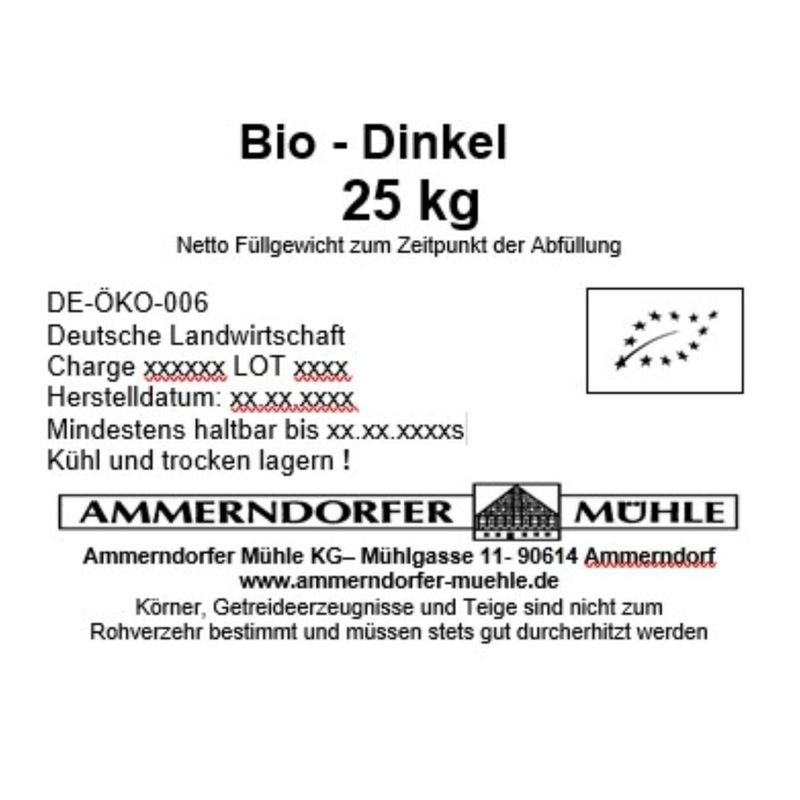 Ammerndorfer Mühle Bio Dinkel 25 kg - Produktbild