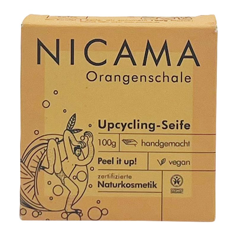 NICAMA NICAMA zertifizierte Bio-Upcyclingseife mit Peelingeffekt - Orangenschale 100g - Produktbild