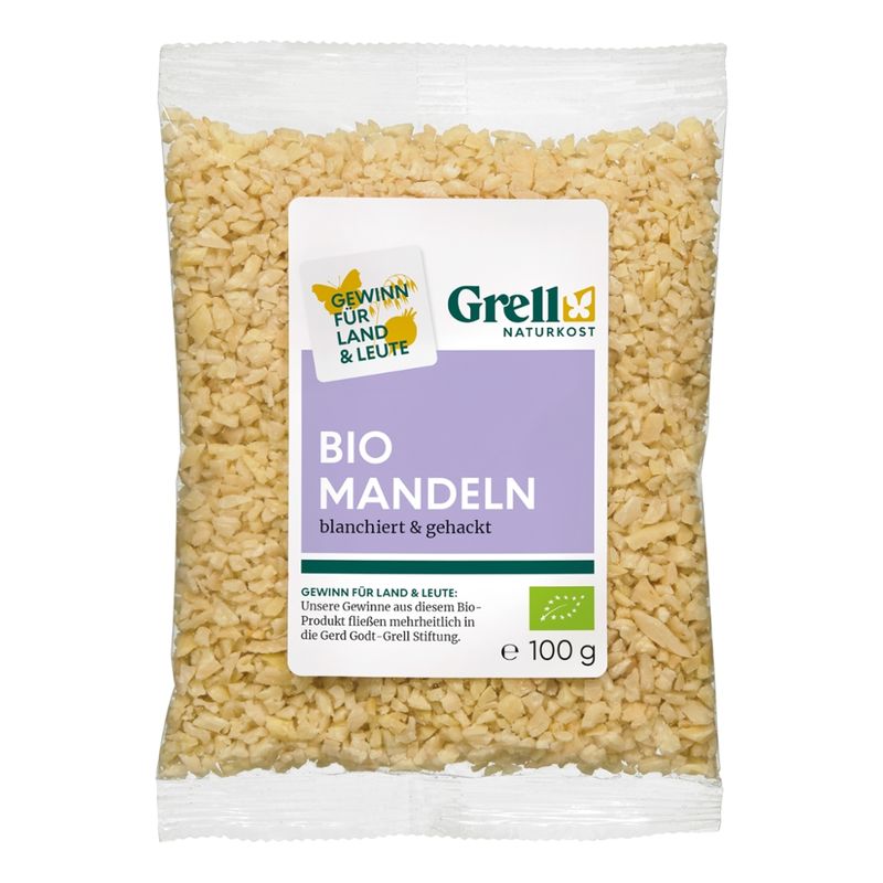 Grell Naturkost Mandeln blanchiert, gehackt - Produktbild