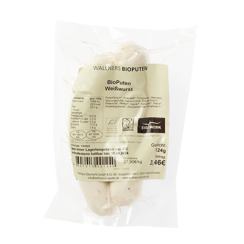 TAGWERK Puten Weißwurst Wallners Bioputen - Produktbild