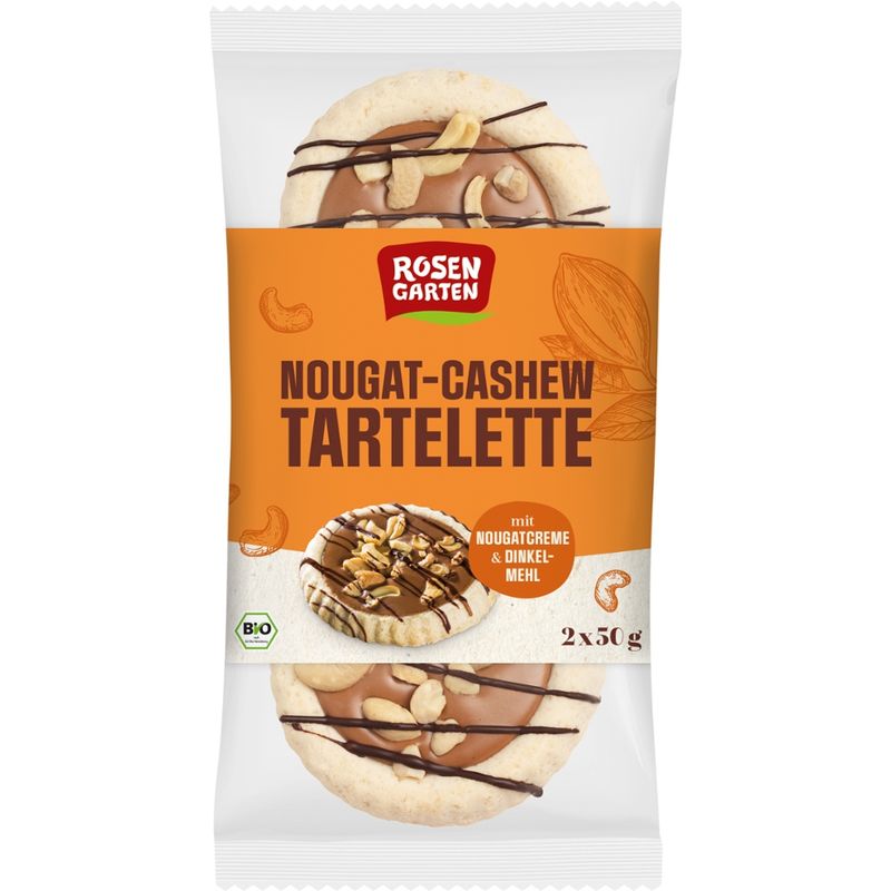 Rosengarten Cashew Nougat Tartelette Duo 100g BIO - Produktbild