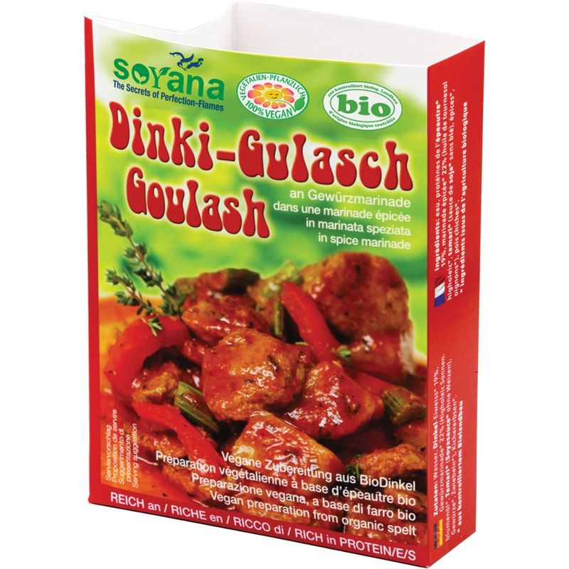 Soyana Dinki-Gulasch an Gewürzmarinade - vegane Zubereitung aus BioDinkel - Produktbild