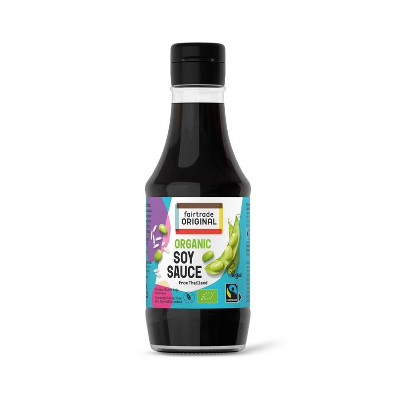 Fairtrade Original Biologische Soja Sauce, 200ml, aus Chiang Rai, Nordthailand. Fair gehandelt. Mindestens 4 Monate gereift. Voller Geschmack. Glutenfrei. - Produktbild