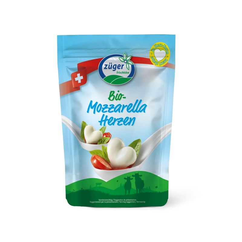 Züger Frischkäse AG Züger Bio Mozzarella Herzen 130g - Produktbild