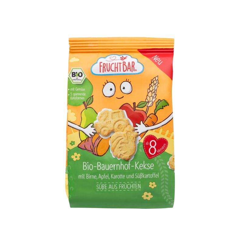 FruchtBar  FruchtBar – Bio-Bauernhof-Kekse mit Birne, Apfel, Karotte und Süßkartoffel - Produktbild