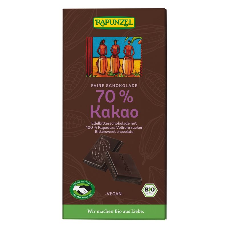 Rapunzel Edelbitter Schokolade 70% Kakao mit Rapadura HIH - Produktbild