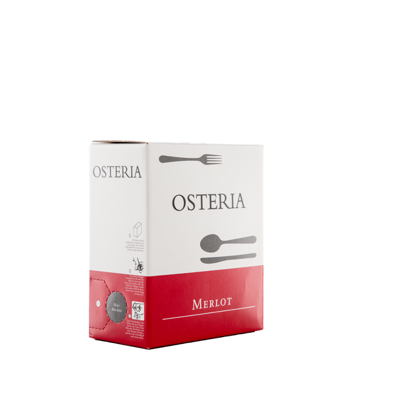 Riegel Eigenmarke OSTERIA Merlot Demeter Bag in Box 3l - Produktbild