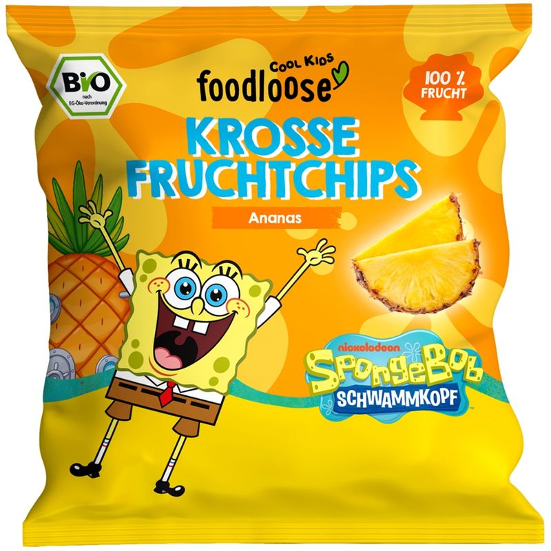 foodloose COOL KIDS SpongeBob Bio-Krosse Fruchtchips Ananas von foodloose COOL KIDS 12 g - Produktbild