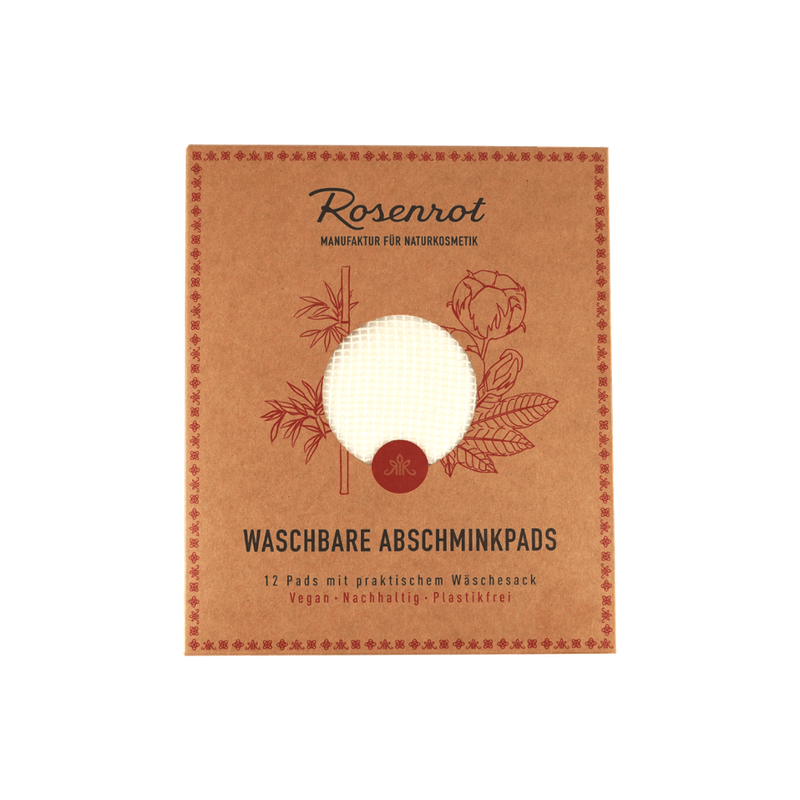 Rosenrot Naturkosmetik Waschbare Abschminkpads - 12 Pads mit praktischem Wäschesack - Produktbild