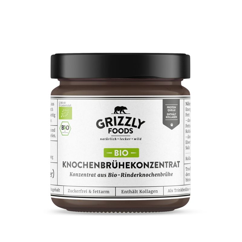 Grizzly Foods Bio Rinderknochenbrühekonzentrat 220g - Produktbild