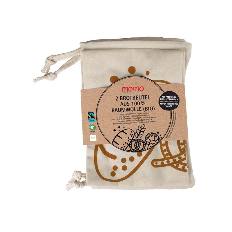 memo 2er-Pack memo Bio-Brotbeutel 35 x 40 cm - Produktbild