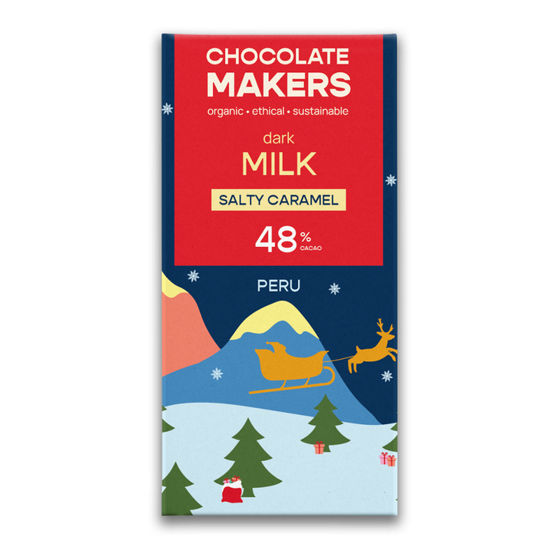 Chocolatemakers Xmas Peru 49% dunkle Milchschokolade mit Kakao aus Peru und mit Karamell und Meersalz - Produktbild