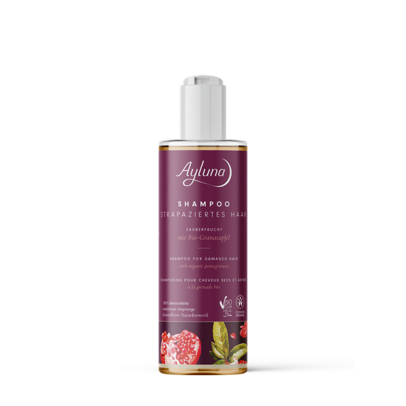 Ayluna Shampoo Strapaziertes Haar Zauberfrucht mit Bio-Granatapfel - Produktbild