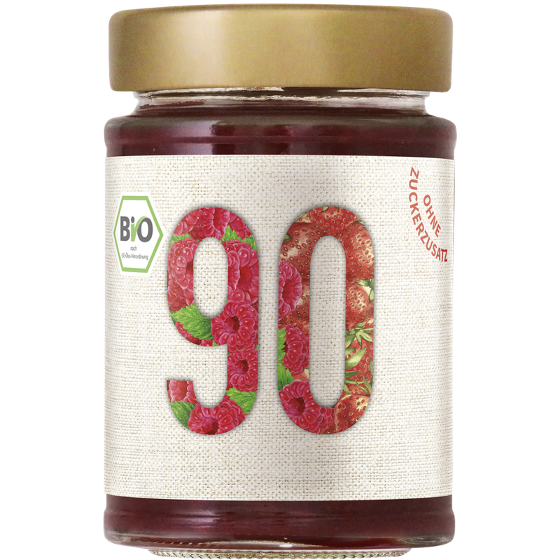 Sibani Sibani 90% Fruchtaufstrich, kalorienfrei gesüßt ohne Zuckerzusatz, Bio Himbeere-Erdbeere - Produktbild