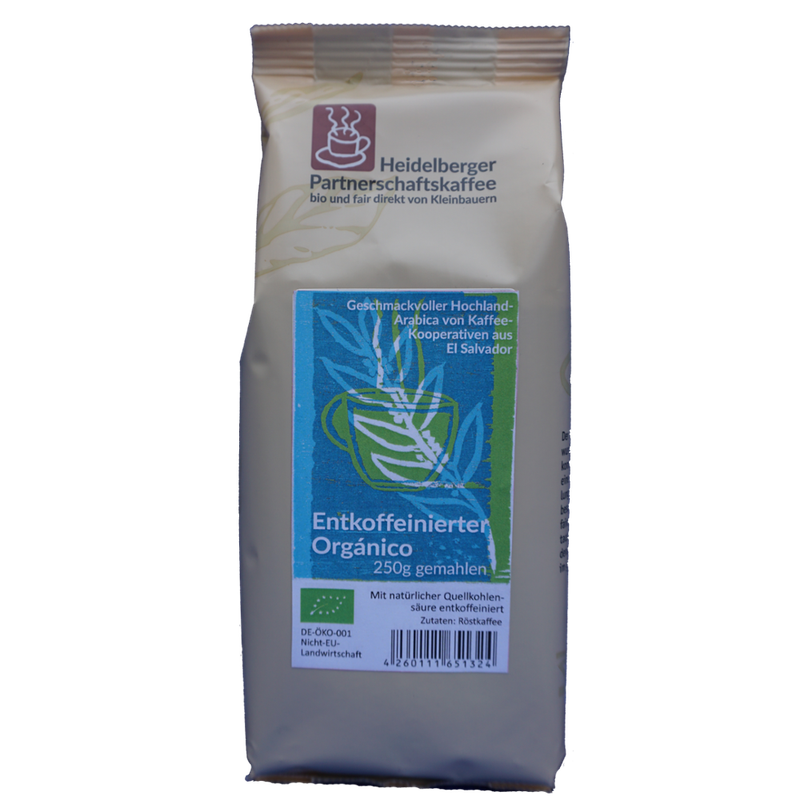 Heidelberger Partnerschaftskaffee Organico entkoffeiniert 250g gemahlen - Heidelberger Partnerschaftskaffee - Produktbild