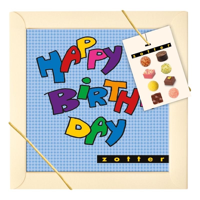 Zotter Schokolade Biofekt POP "Happy Birthday" blau - Produktbild