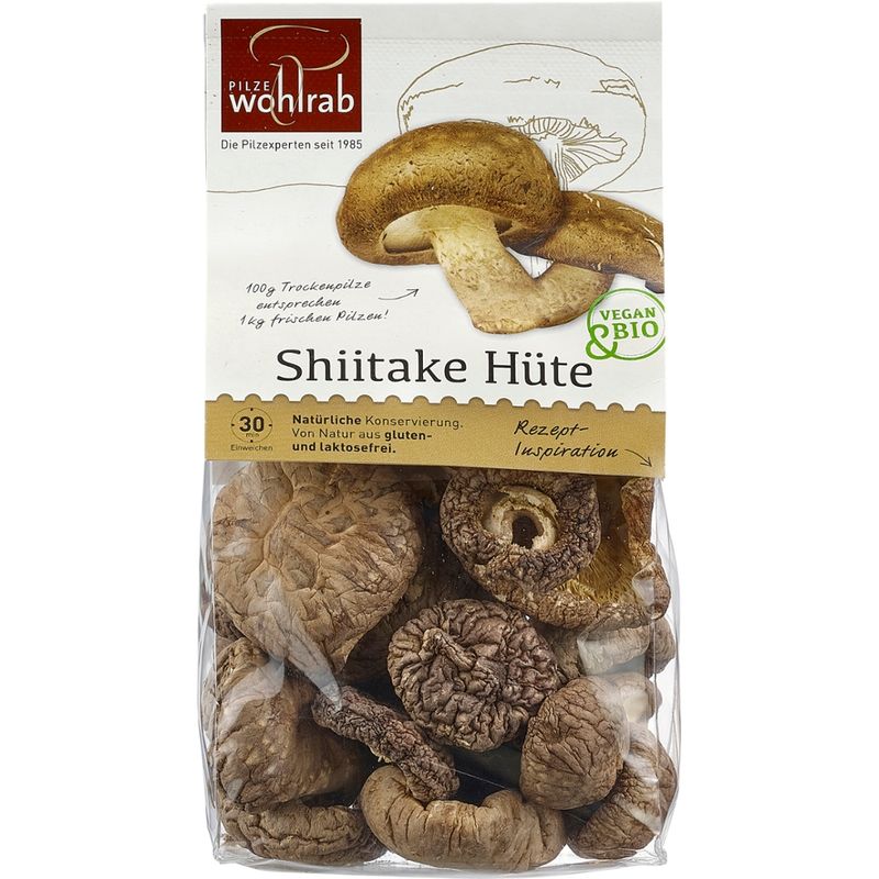 Pilze Wohlrab BIO Shiitake Hüte á 40 g getrocknet - Produktbild