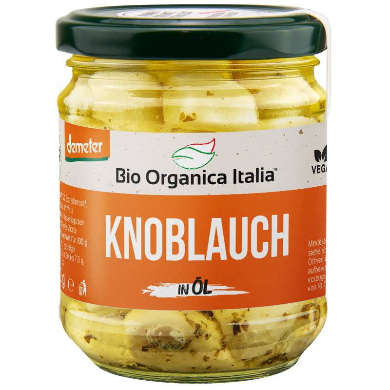 Bio Organica Italia Bio Organica Italia Marinierter Knoblauch in Olivenöl extra nativ 190 g - Produktbild