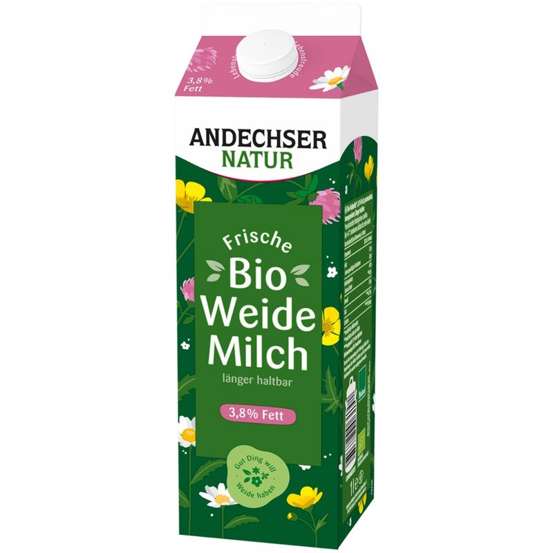 Andechser Natur ANDECHSER NATUR Bio-Weidemilch, länger haltbar 3,8% 1Ltr. - Produktbild