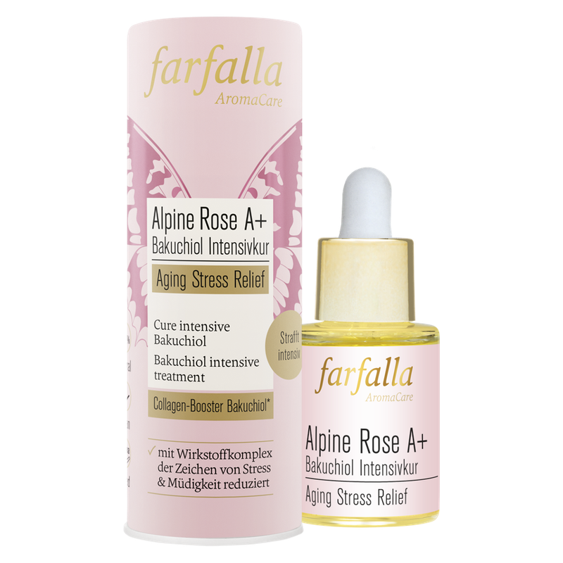 farfalla Alpine Rose A+ Bakuchiol Intensivkur, Aging Stress Relief, 15ml - Produktbild