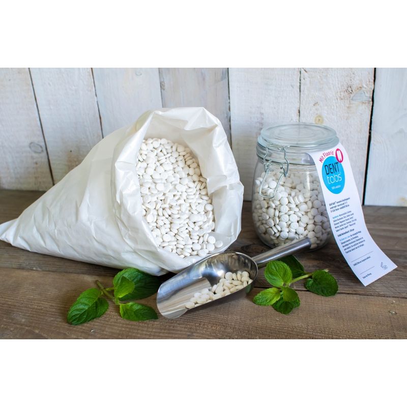 Denttabs Denttabs Zahnputztabletten Mint mit Fluorid 1kg lose, 3200 Tabletten - Produktbild