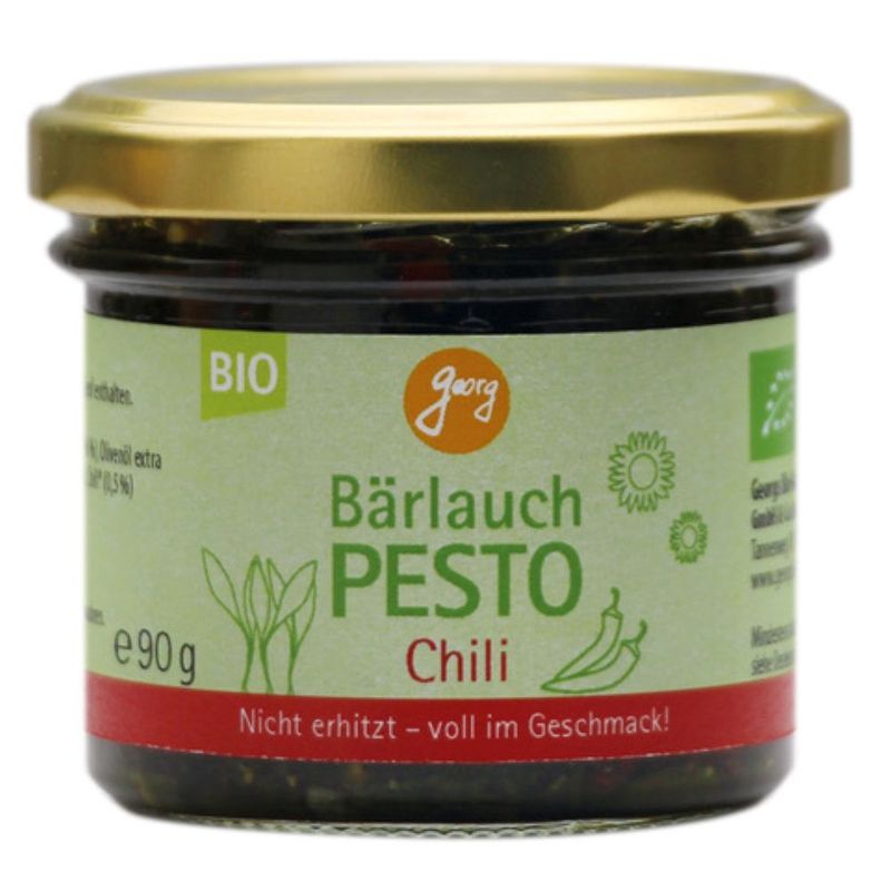 Georg Bio Bärlauch Pesto Chili mit Sonnenblumenkernen, 84 % Rohkost-Anteil, Bärlauch aus zertifizierter Wildsammlung - Produktbild