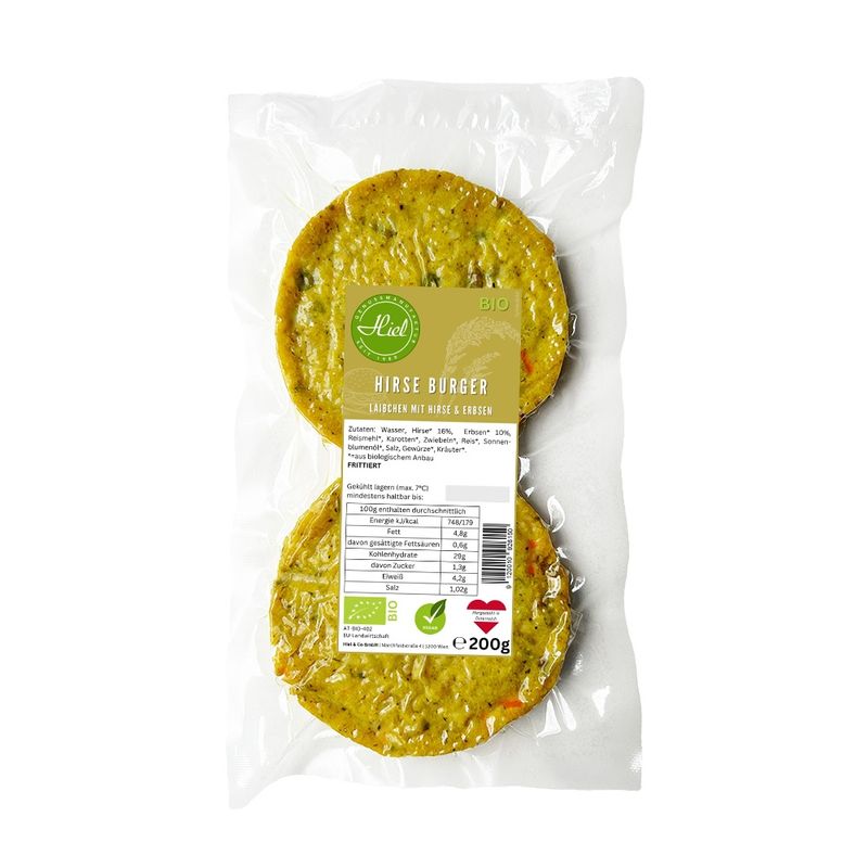 Hiel - Vegetarische Feinkost Hirse-Erbsen Burger - Laibchen mit Hirse & Erbsen - Produktbild
