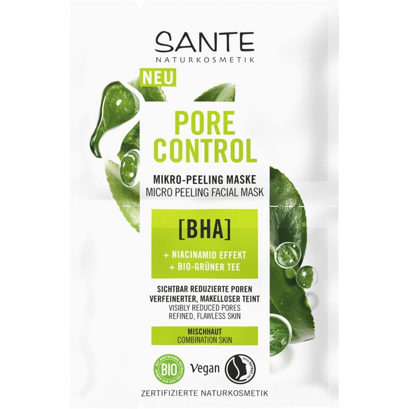Sante Pore Control Mikro-Peeling Maske mit BHA, Niacinamid Effekt & Bio-Grüner Tee - Produktbild
