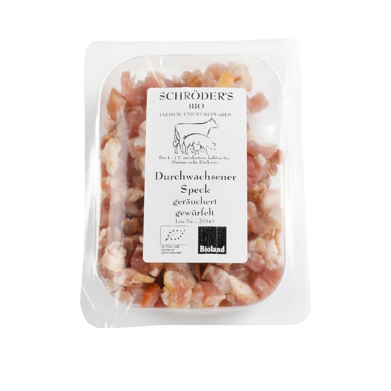 Schröder's Bio Fleisch- und Wurstwaren Durchwachsener Speck gewürfelt ca. 100 g - Produktbild