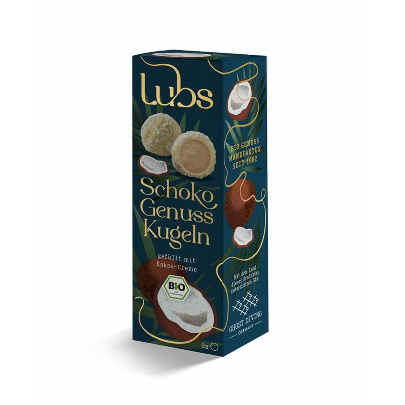 Lubs Schoko Genuss Kugeln mit Kokos-Creme 3 Stk., Bio - Produktbild