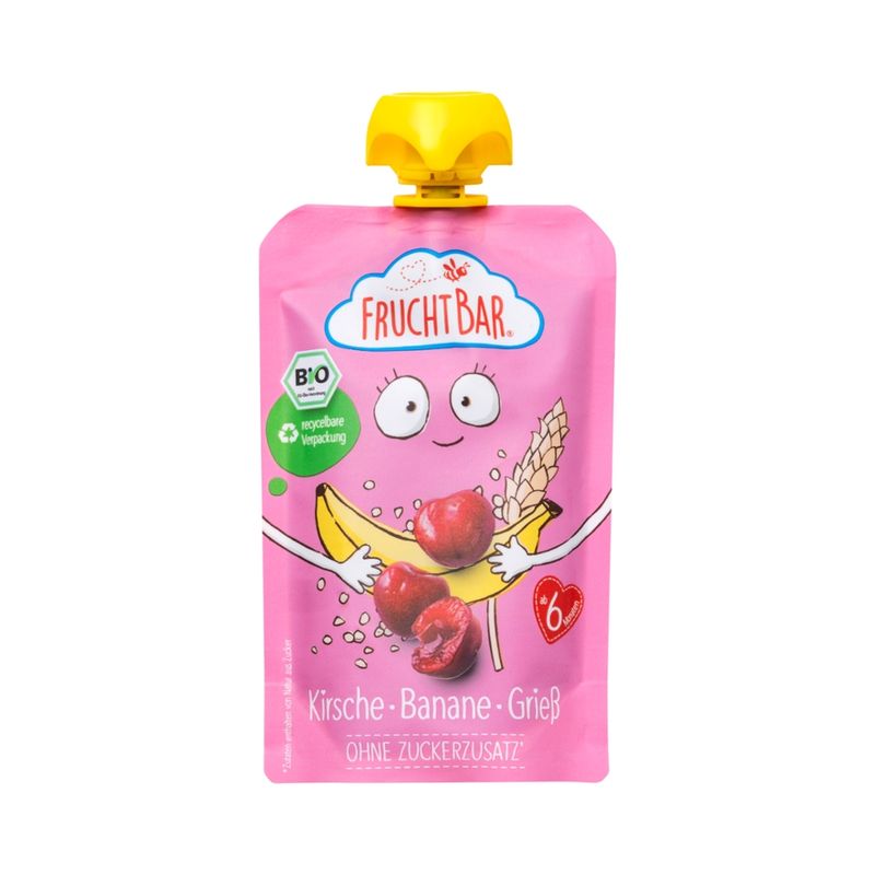 FruchtBar  FruchtBar - Bio-Fruchtpüree Kirsche, Banane, Grieß - Produktbild