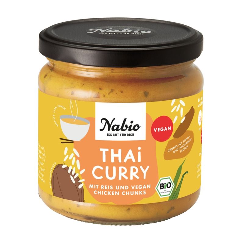 Nabio Nabio Fertiggericht Thai Curry mit Reis und vegan Chicken Chunks - Produktbild