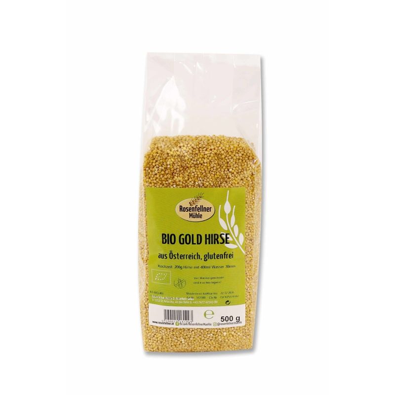 Rosenfellner Mühle & Naturkost Bio Gold Hirse glutenfrei  teilweise keimfähig 500g - Produktbild