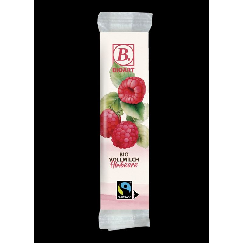 BioArt AG B. Schoko-Riegel Vollmilch Himbeere 30g bio, FT-Cert. - Produktbild