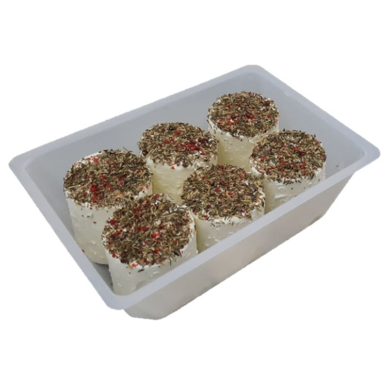 Ziegenkäserei Würnsreuth 6 x 125g Bio-Ziegenfrischkäse-Zylinder mit Kräuter-/ Gewürztopping aus Rosa Beeren und Kräutern - Produktbild