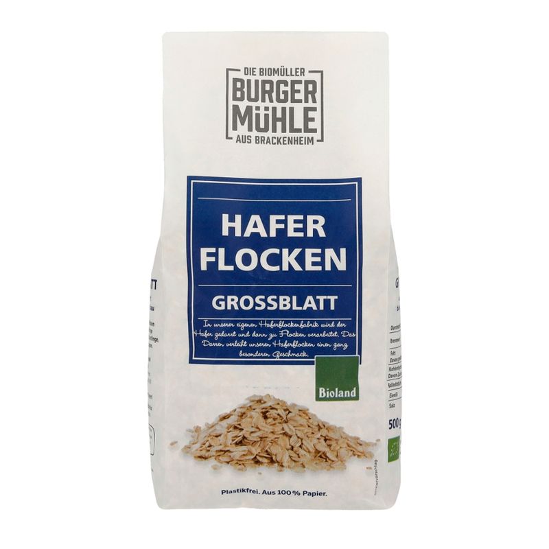 Burgermühle Haferflocken Großblatt, bioland - Produktbild