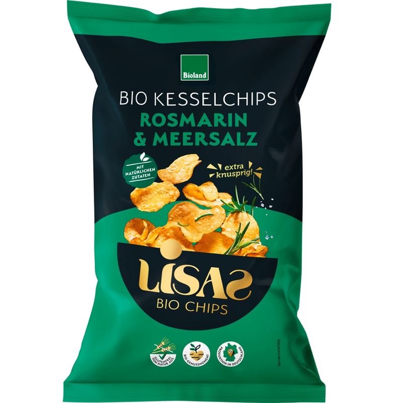 Lisas Bio Chips Lisas Bio-Kesselchips Rosmarin & Meersalz 115g - Produktbild