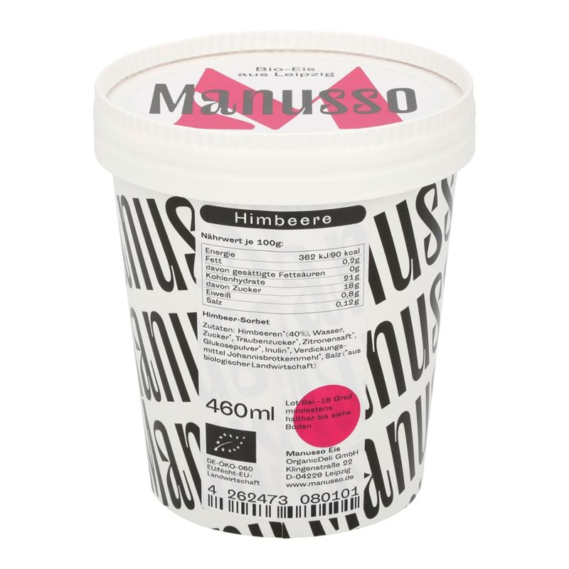 Manusso Manusso Bio-Sorbet Himbeere vegan 460 ml - Produktbild