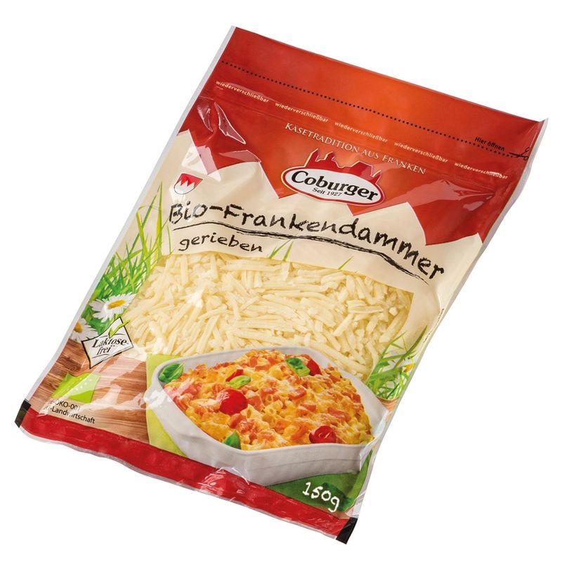 Coburger Coburger Bio Frankendammer 45% Fett i.Tr., gerieben, 150 g - Produktbild